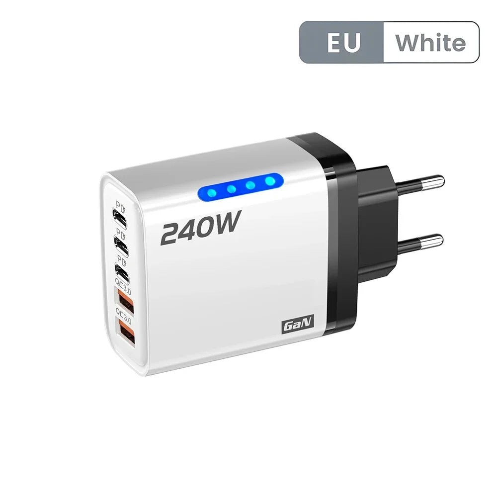 240W GaN USB-C Charger 5-in-1 – Fast Charging for iPhone, Samsung & More