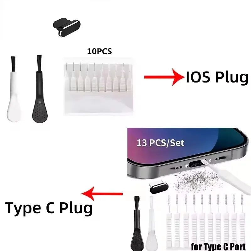 Phone Charging Port Dust Plug & Cleaning Kit – iPhone & USB-C
