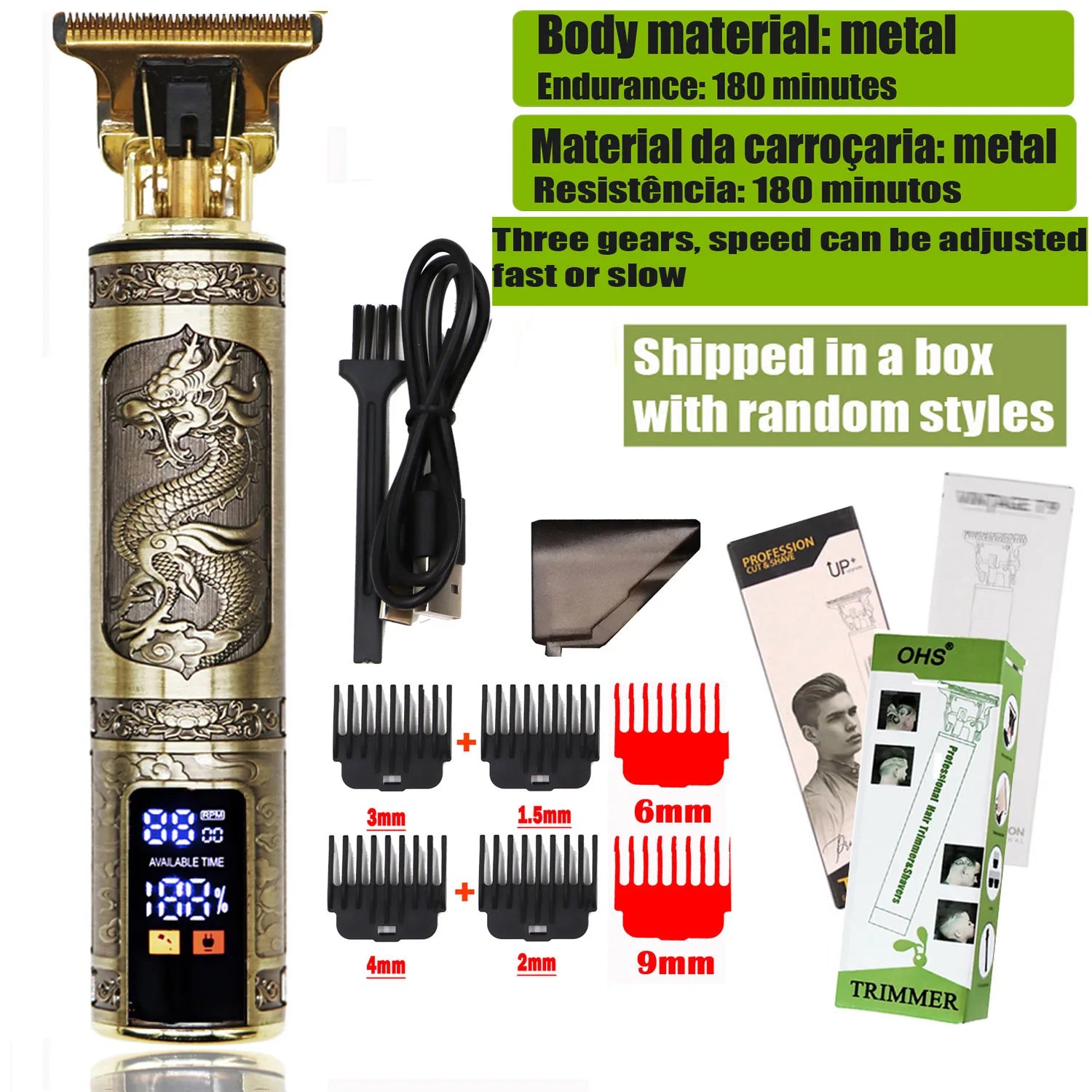 OHS T9 Professional Hair Clipper & Beard Trimmer – 0mm Barber Shaver for Men
