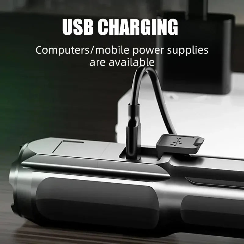 Powerful LED Tactical Flashlight – USB Rechargeable, Waterproof, Zoomable