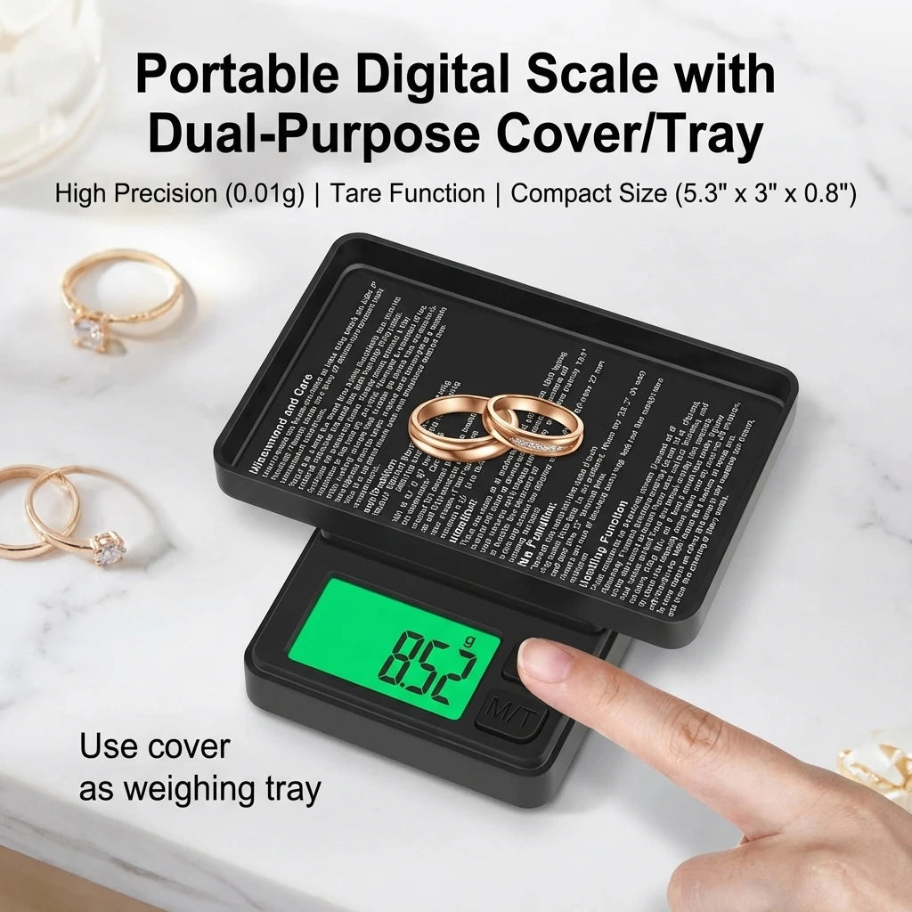 Digital Precision Pocket Scale – 0.01g Accuracy, Backlit LCD, 500g/1000g