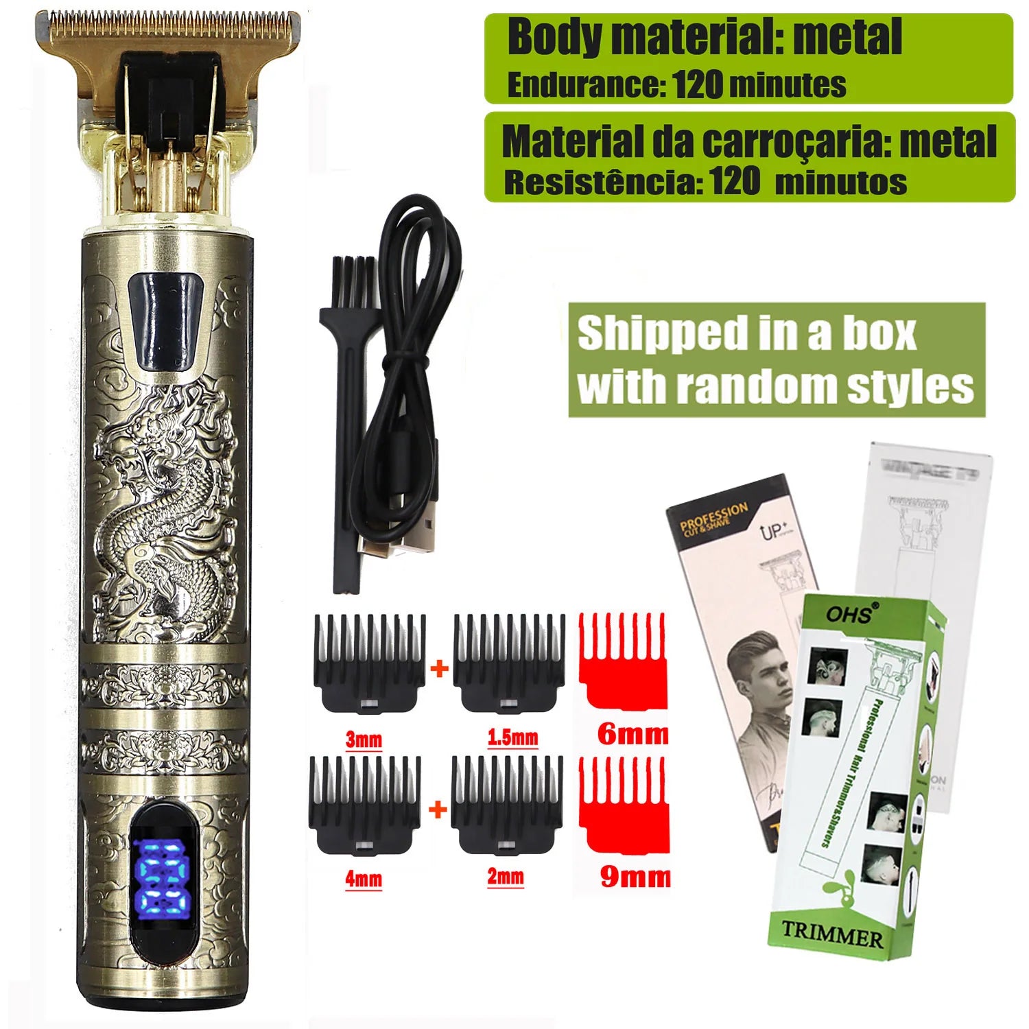 OHS T9 Professional Hair Clipper & Beard Trimmer – 0mm Barber Shaver for Men