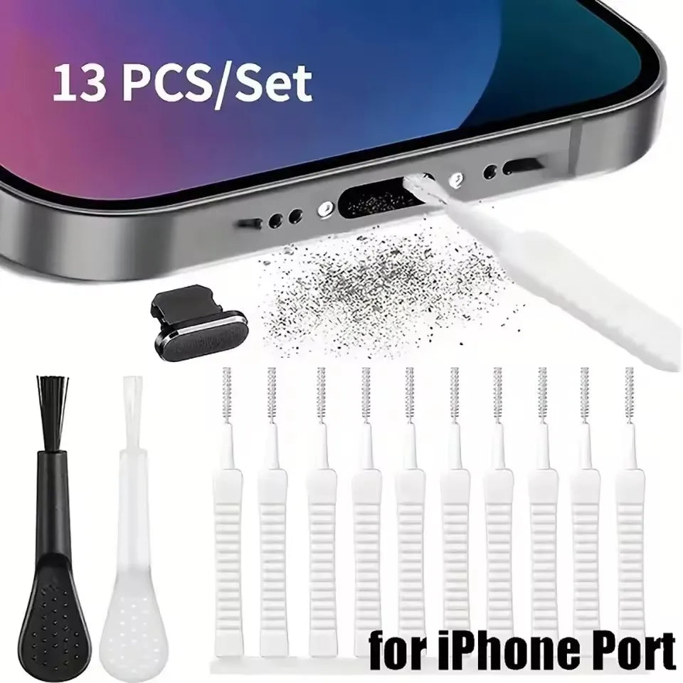 Phone Speaker & Charging Port Cleaning Kit – Dust Plug & Brush for iPhone & Android