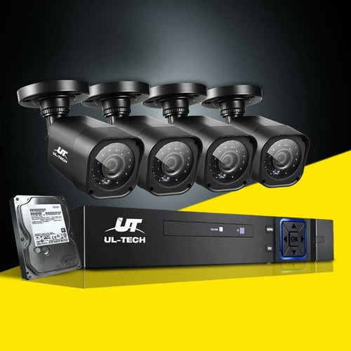 UL-Tech 4-Channel 1080P CCTV Security System – 4CH DVR, 4 Cameras & 1TB HDD