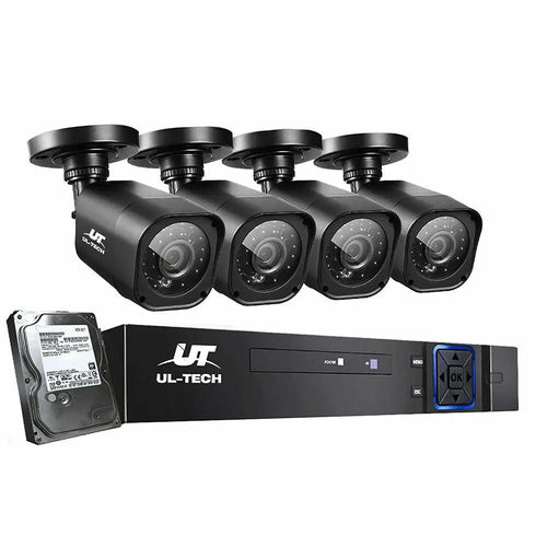 UL-Tech 4-Channel 1080P CCTV Security System – 4CH DVR, 4 Cameras & 1TB HDD
