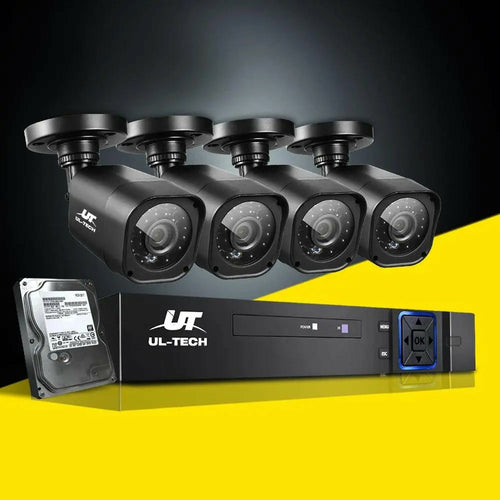 UL-Tech 4-Channel 1080P CCTV Security System – 4CH DVR, 4 Cameras & 1TB HDD