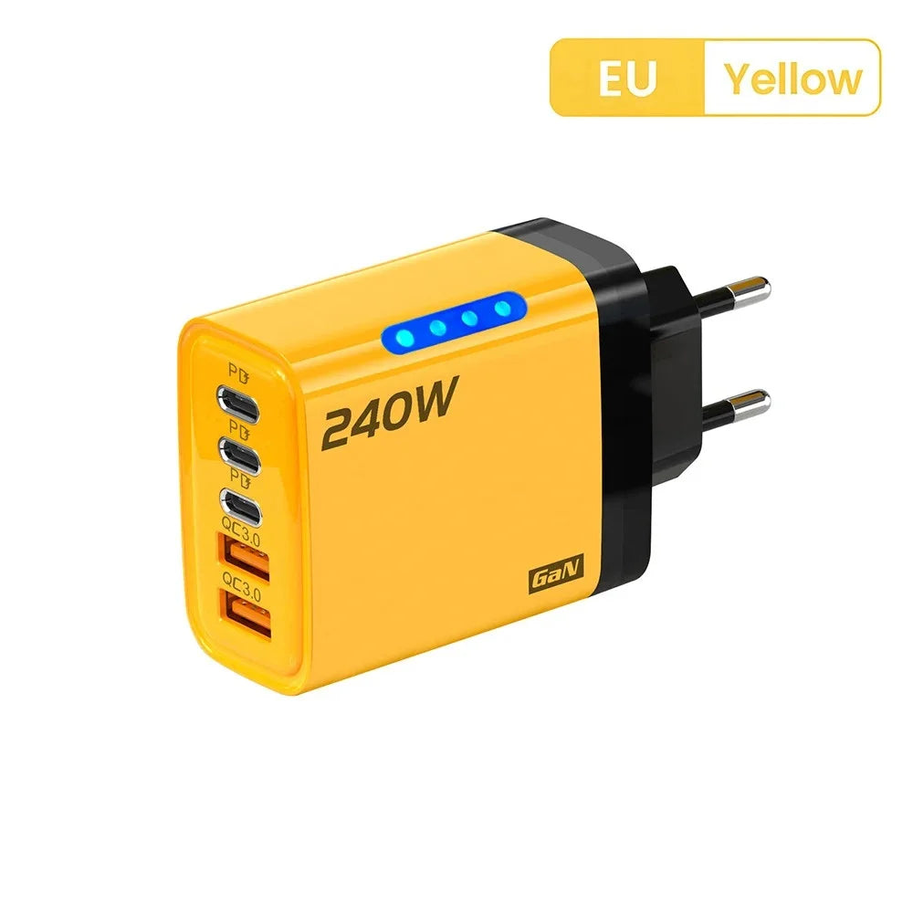 240W GaN USB-C Charger 5-in-1 – Fast Charging for iPhone, Samsung & More