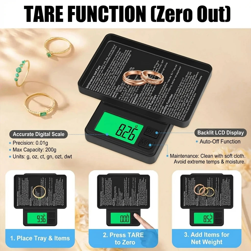 Digital Precision Pocket Scale – 0.01g Accuracy, Backlit LCD, 500g/1000g