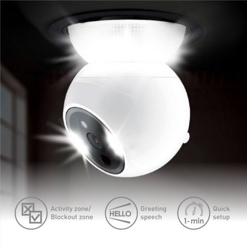 Zeus 360° Indoor Security Camera – White | AI Detection & Night Vision