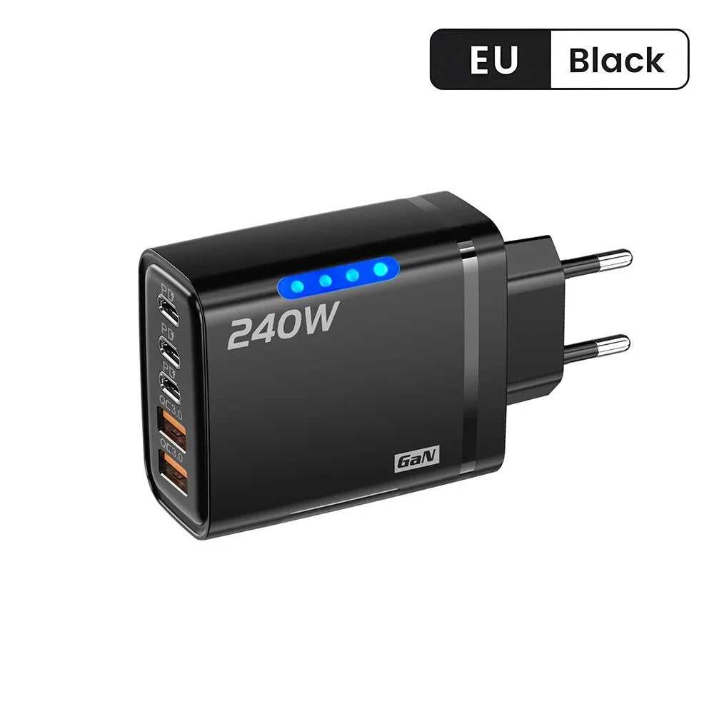 240W GaN USB-C Charger 5-in-1 – Fast Charging for iPhone, Samsung & More