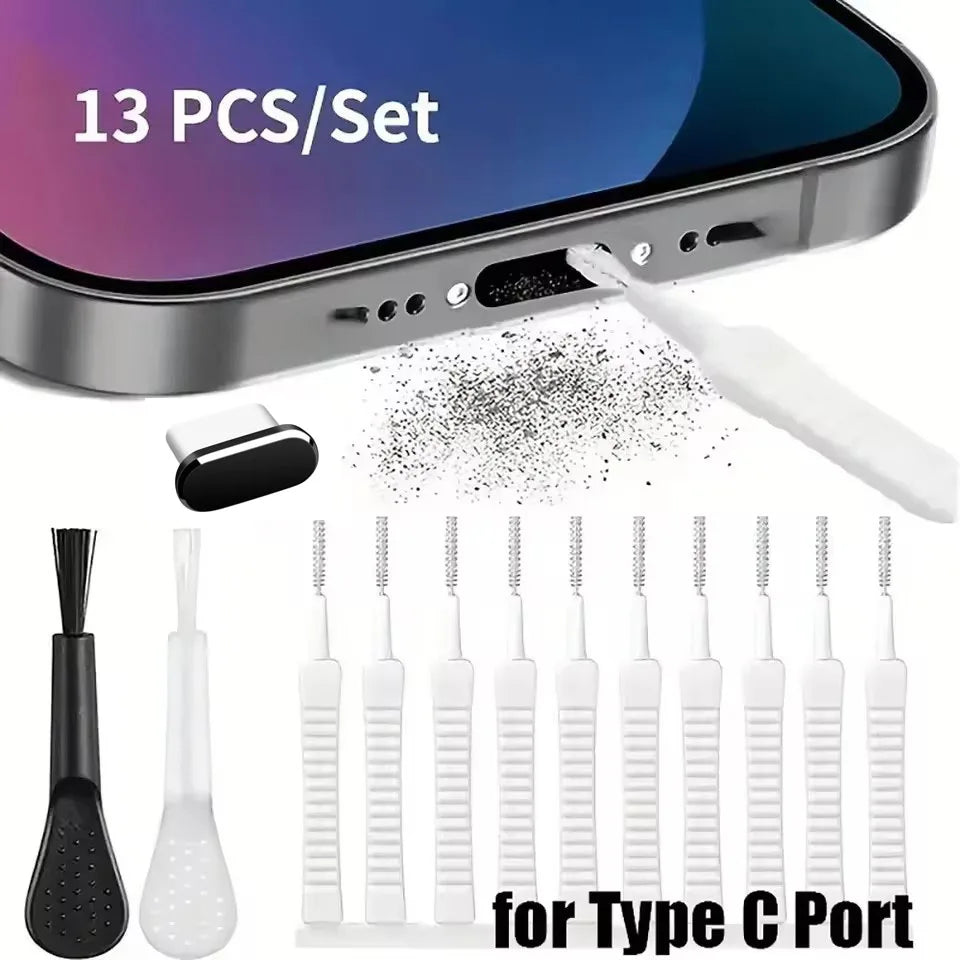 Phone Speaker & Charging Port Cleaning Kit – Dust Plug & Brush for iPhone & Android