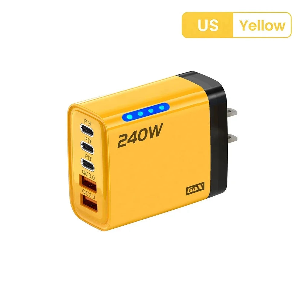 240W GaN USB-C Charger 5-in-1 – Fast Charging for iPhone, Samsung & More